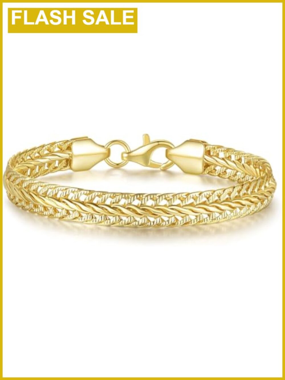 14K Gold Plated Mesh Chain Bracelet for Women with Secure Lobster Clasp